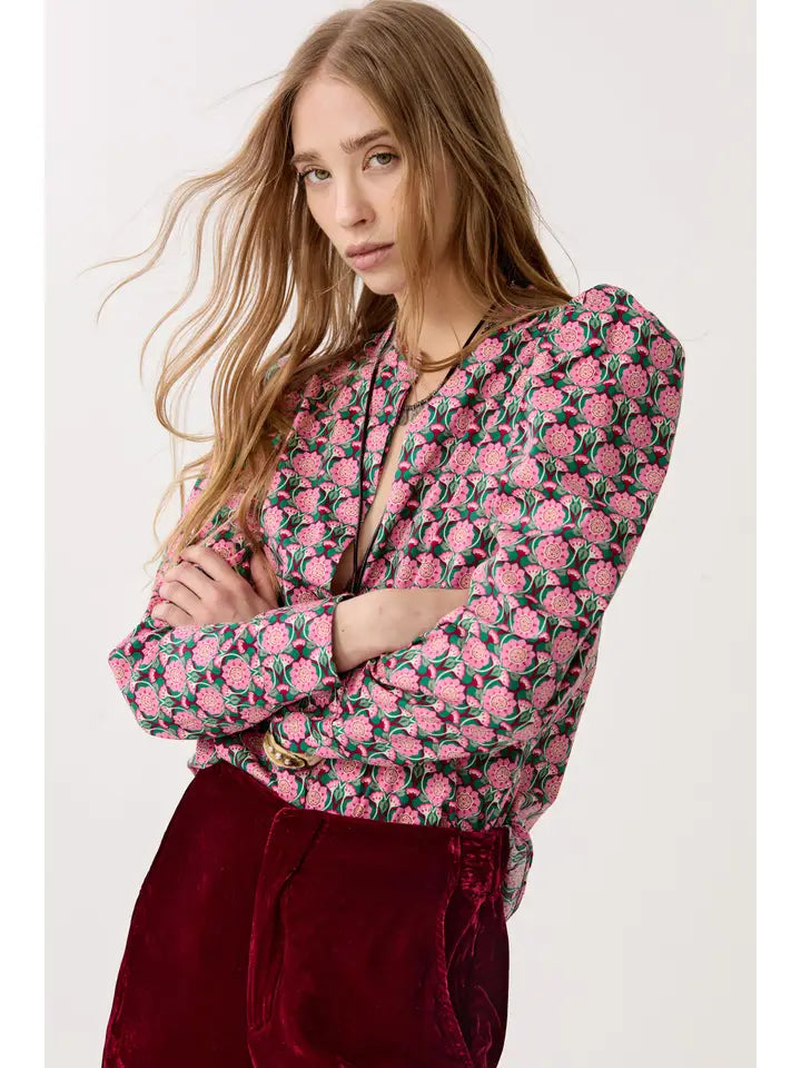 Lanhtropy Lilium Poplin Shirt - Pink Poppy Flowers