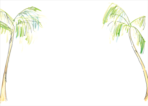 Caspari Correspondence Card Painted Palm Trees