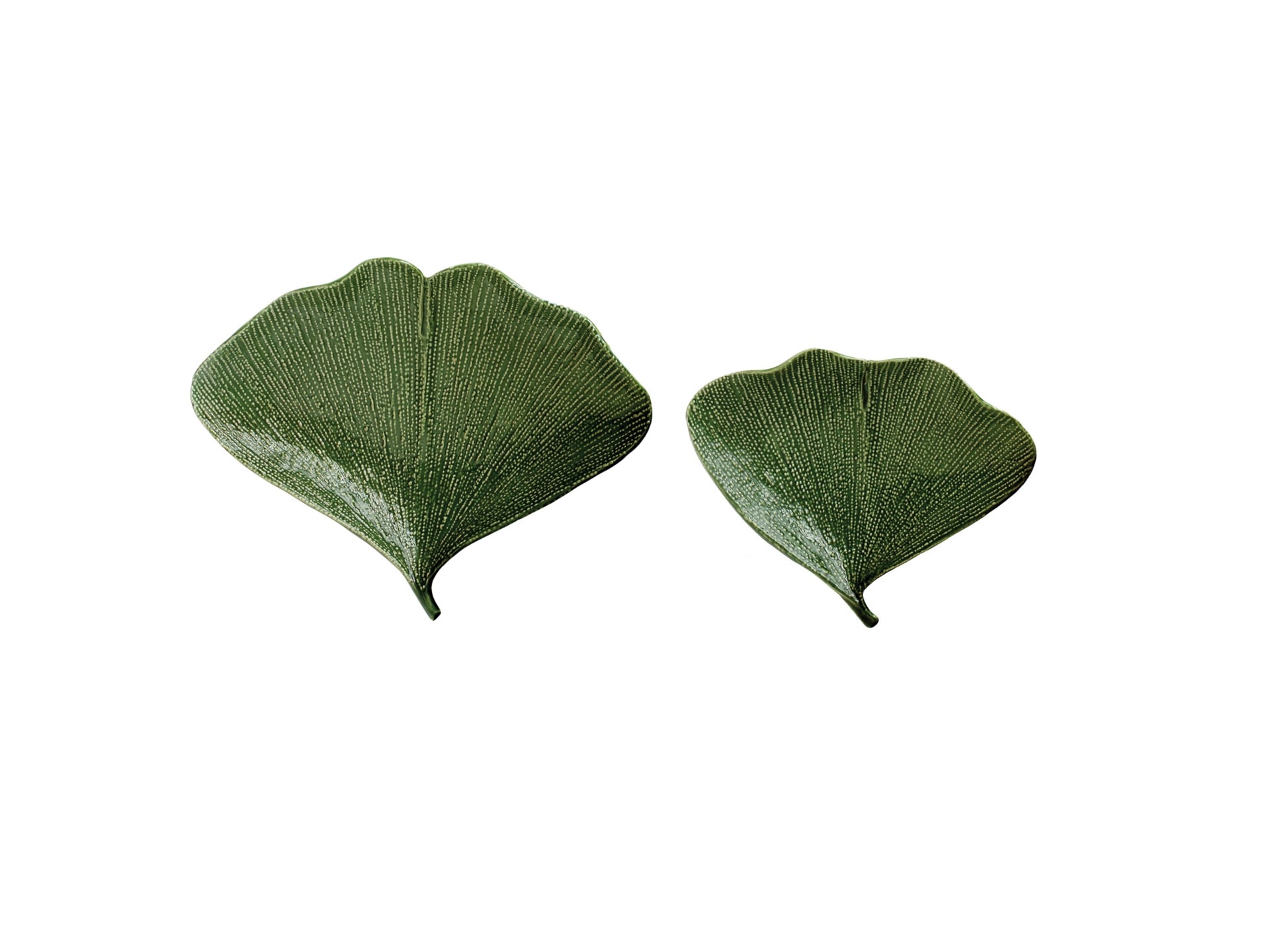 Debossed Stoneware Gingko Leaf Shaped Plates - Two Sizes