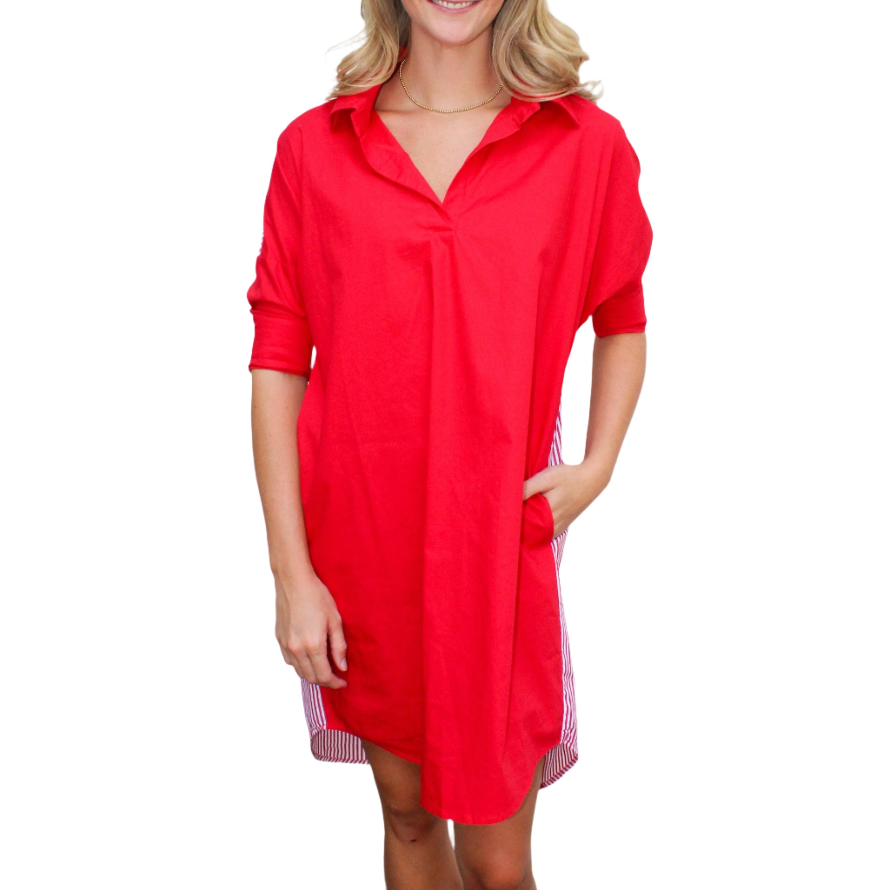 Caryn Lawn Preppy Game Day Dress - Red