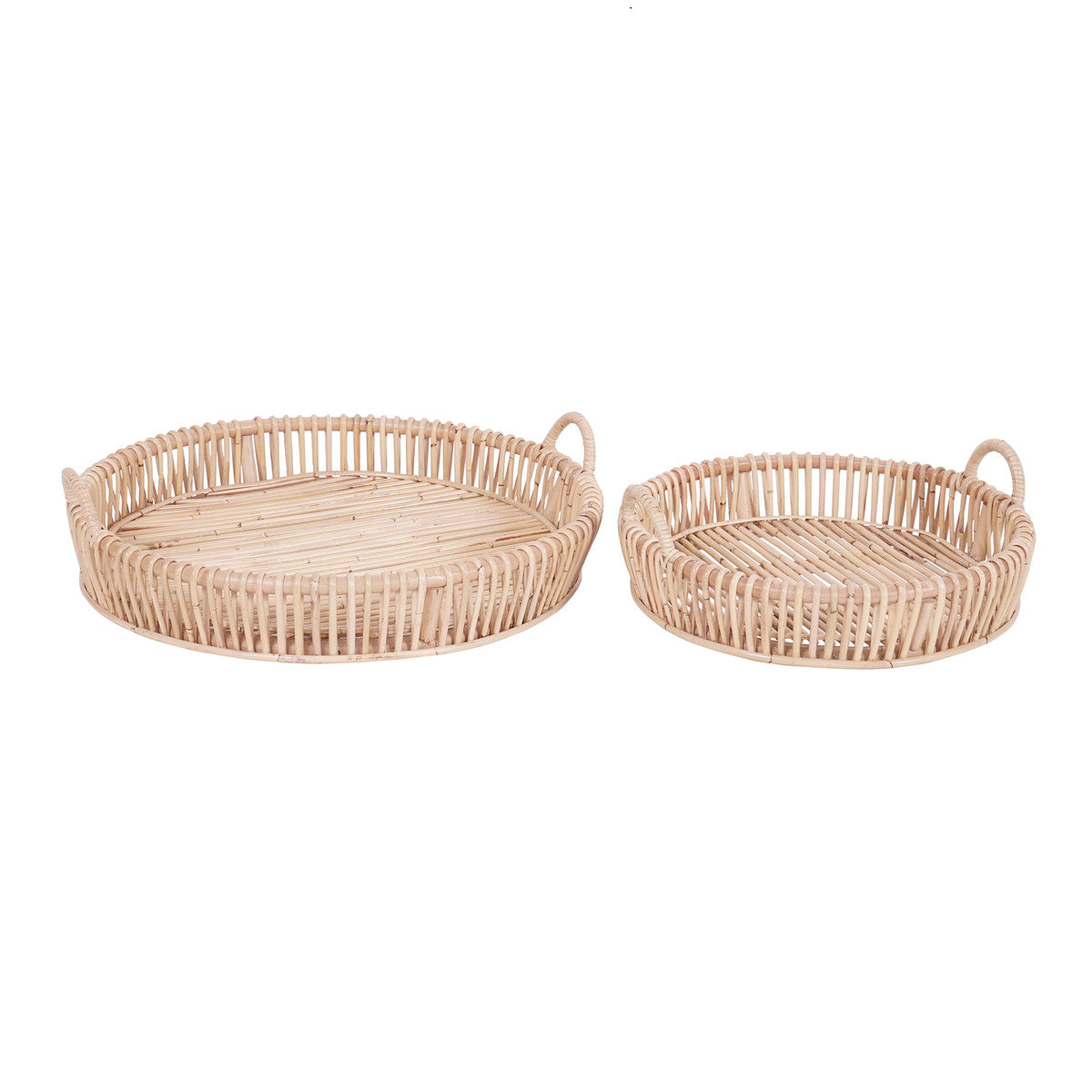 Cordelia Rattan Open Weave Round Trays - 2 Sizes