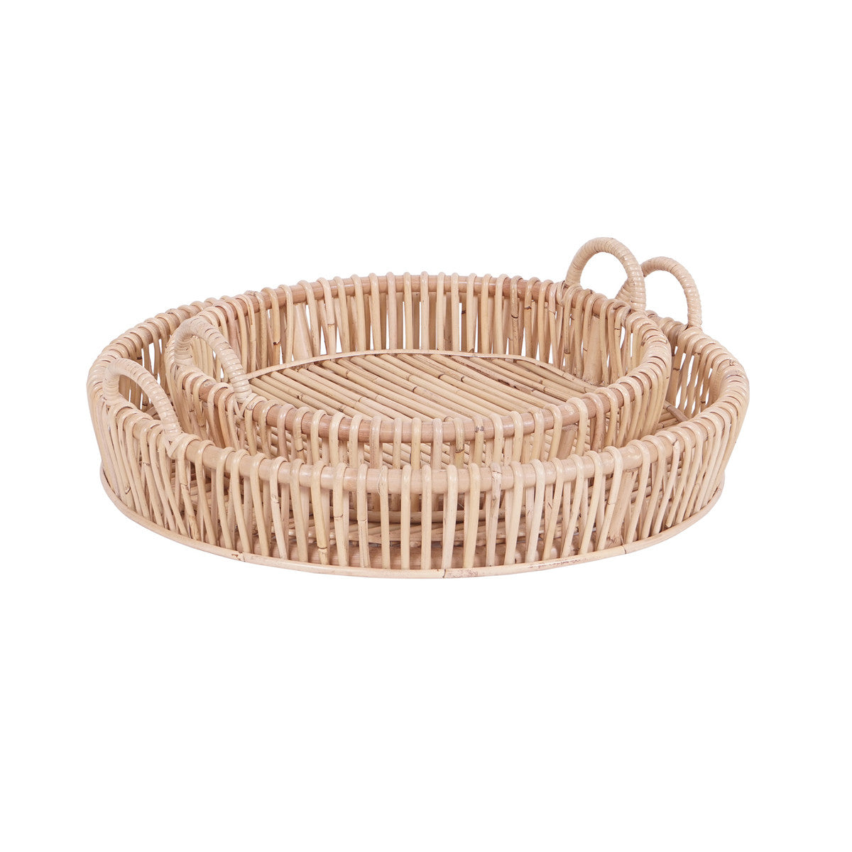 Cordelia Rattan Open Weave Round Trays - 2 Sizes