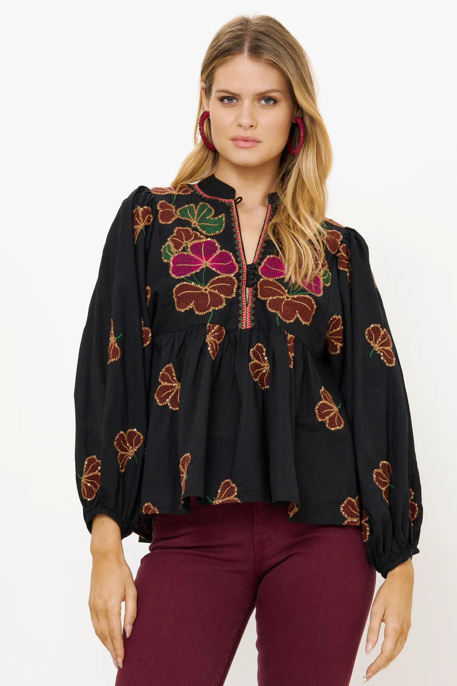 Oliphant Mandarin Balloon Top - Almay Black