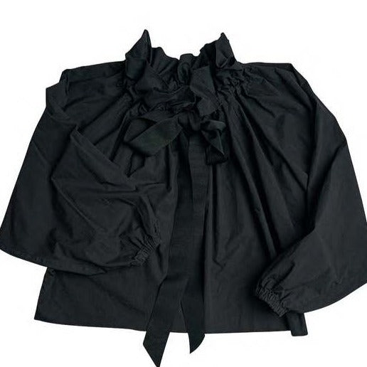 A Beautiful Mess Ruffle Neck Blouse - (black or white)