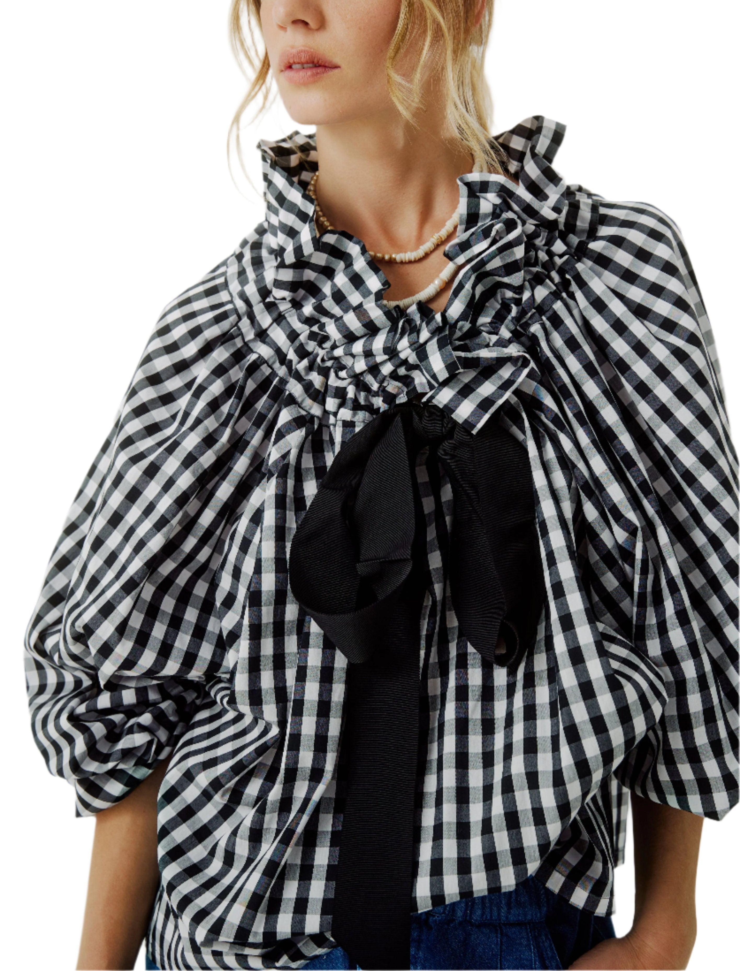 Aquarius Cocktail Beautiful Mess Top - Black Gingham Check