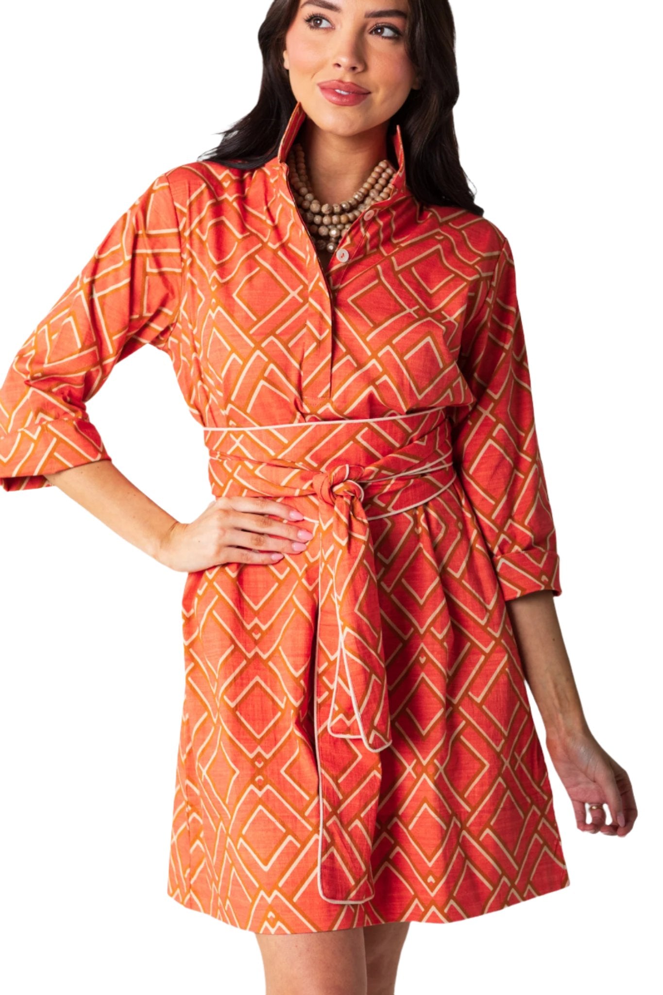 Holly Shae Arden Dress - Coral Lattice