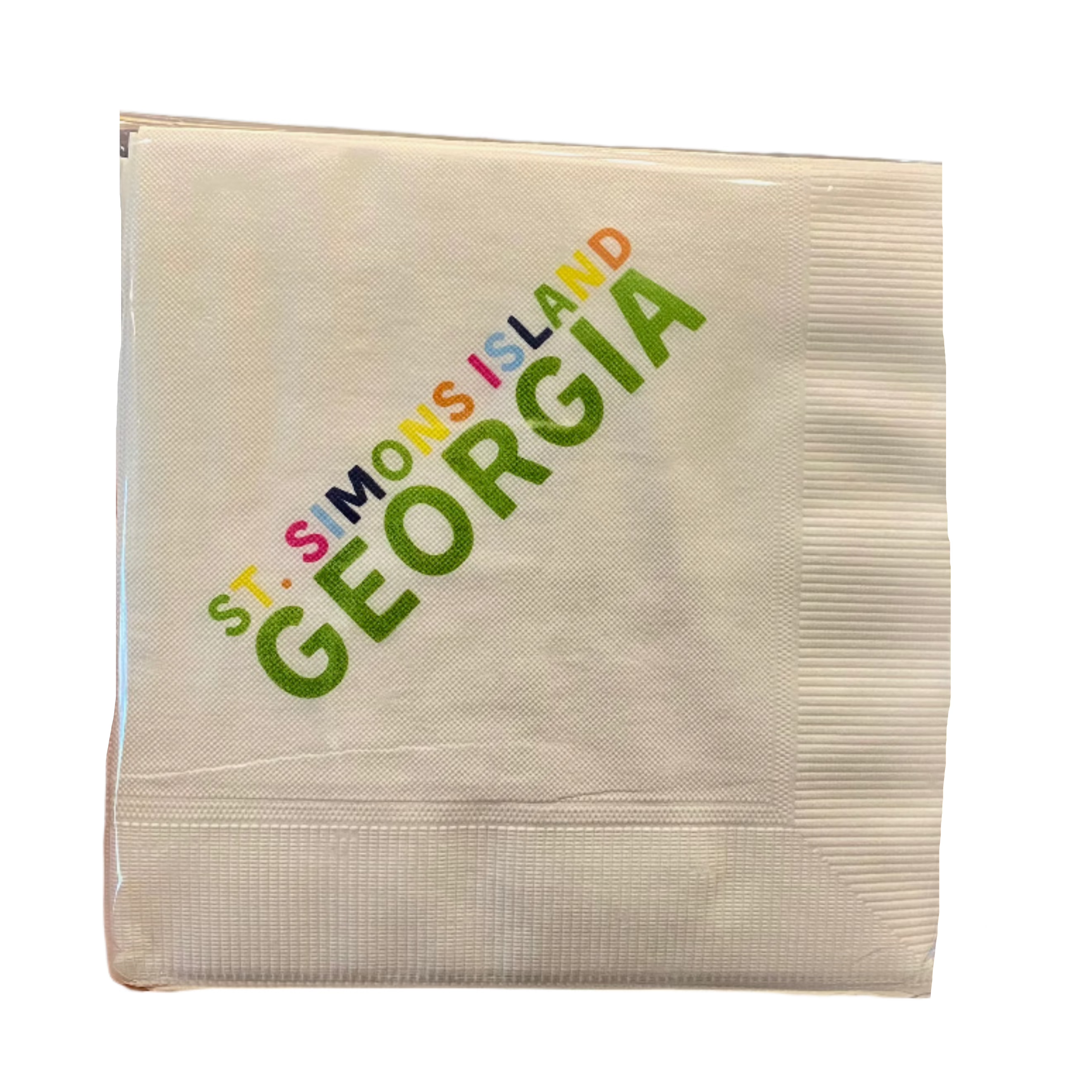 Colorful City and State Cocktail Napkins - St. Simons Island, GA Green Multi-Color