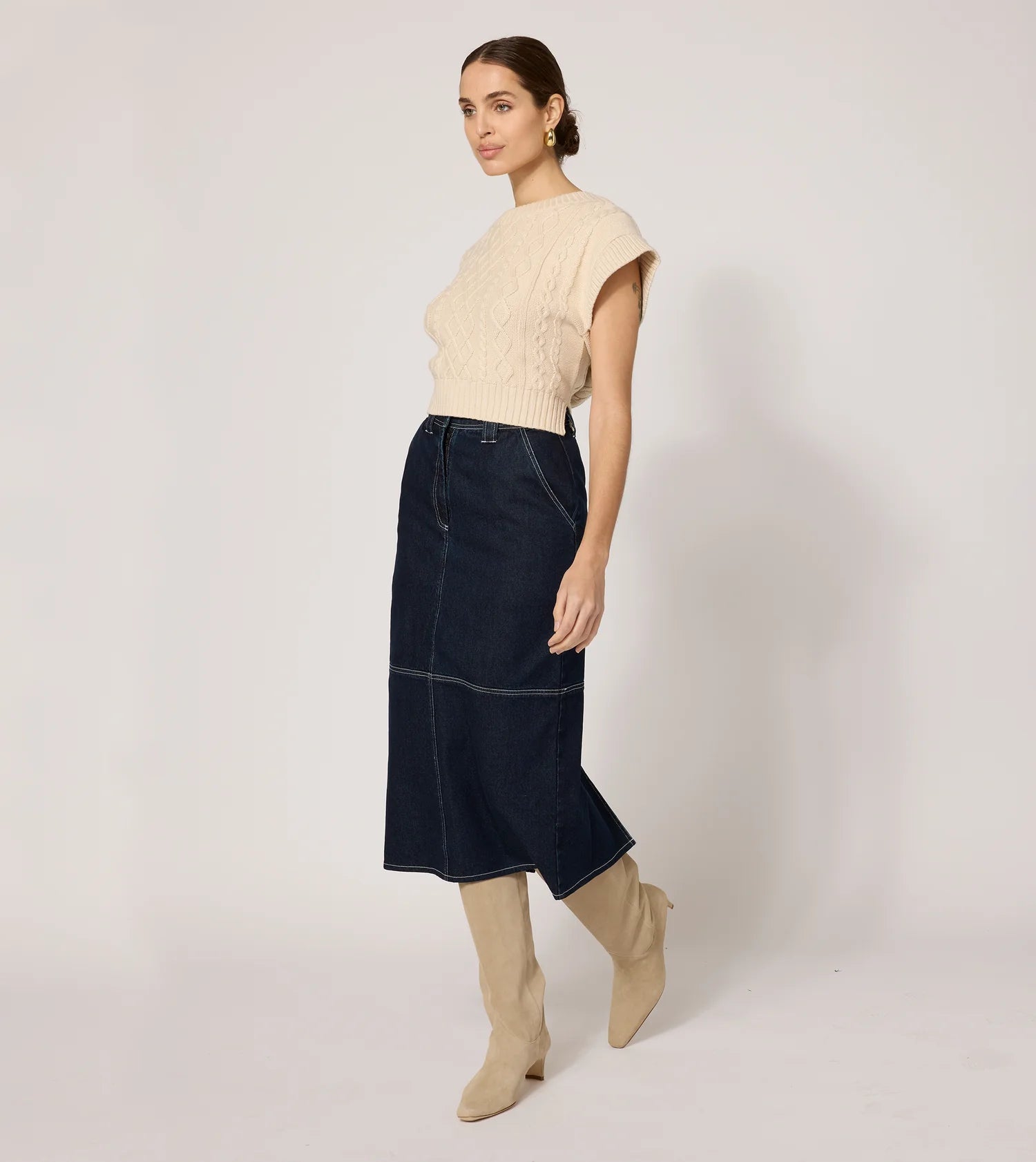 Cleobella Sue Midi Skirt - Dark Denim