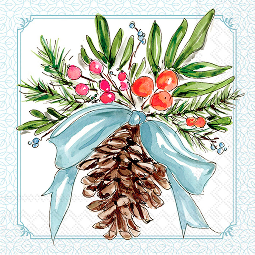 Pinecones and Ribbons Napkins - Cocktail