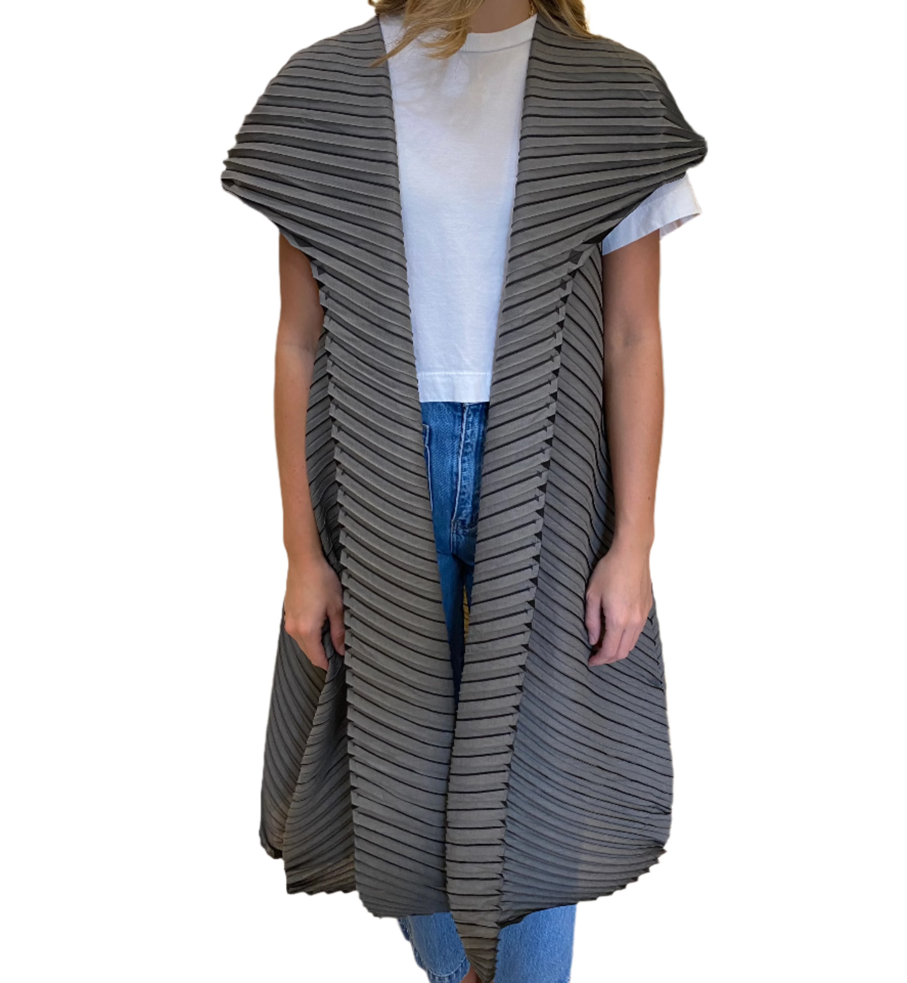 Pleated Windcoat - Grey O/S