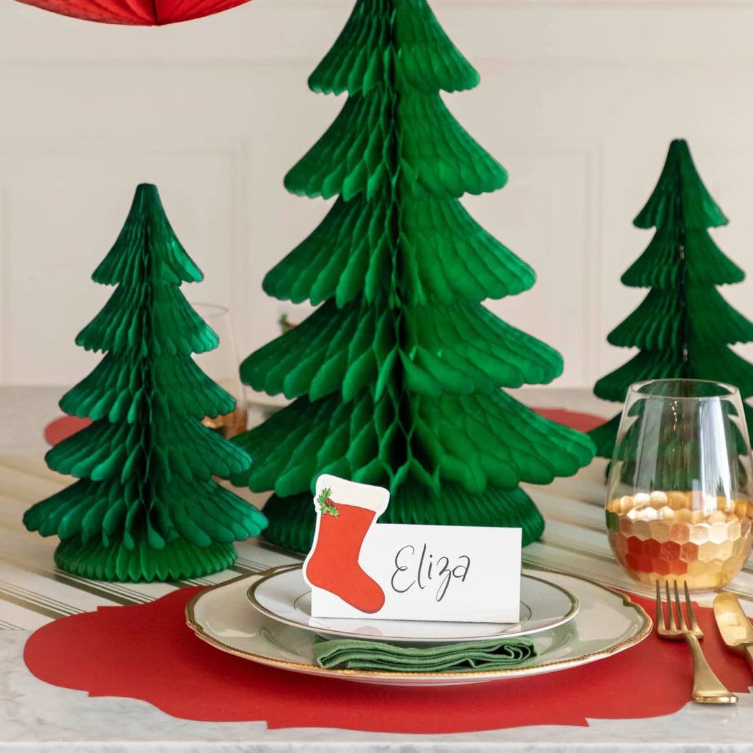 Honeycomb Holiday Tree Set Green - Large and Medium