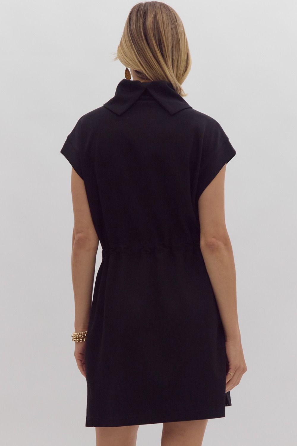 Cowl Neck Mini Dress - Black