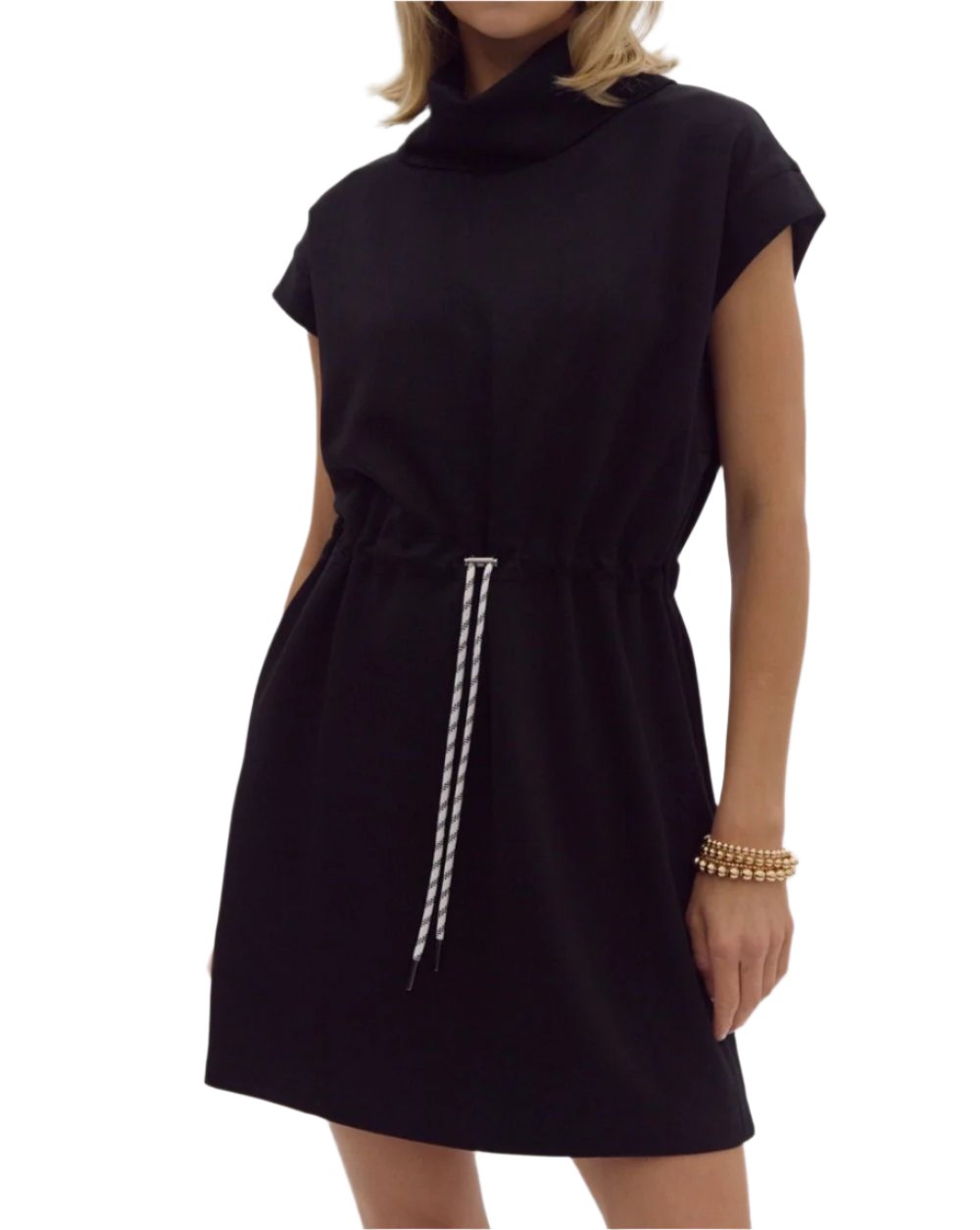 Cowl Neck Mini Dress - Black