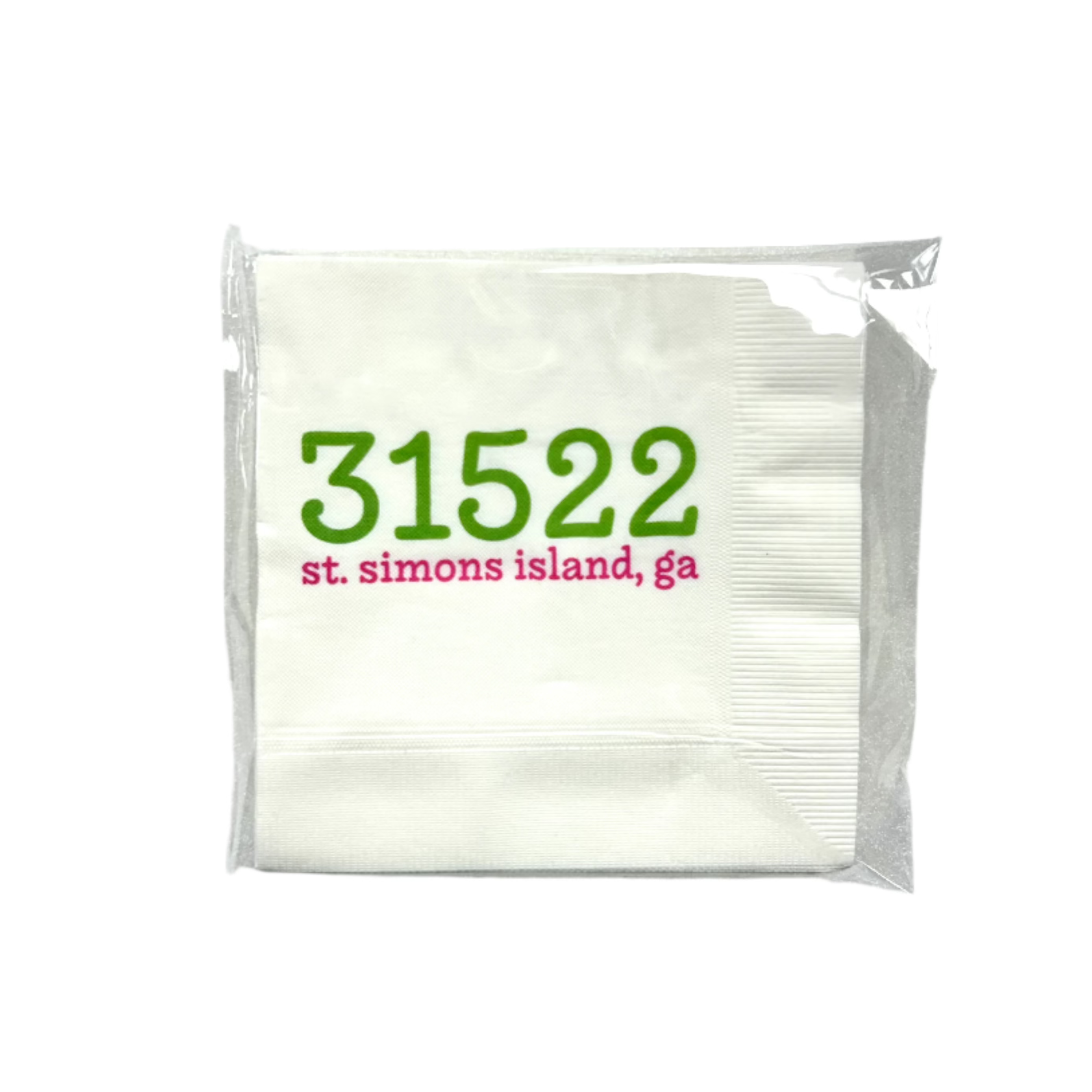 Sea Island ZIP Code Cocktail Napkins - Navy/Green