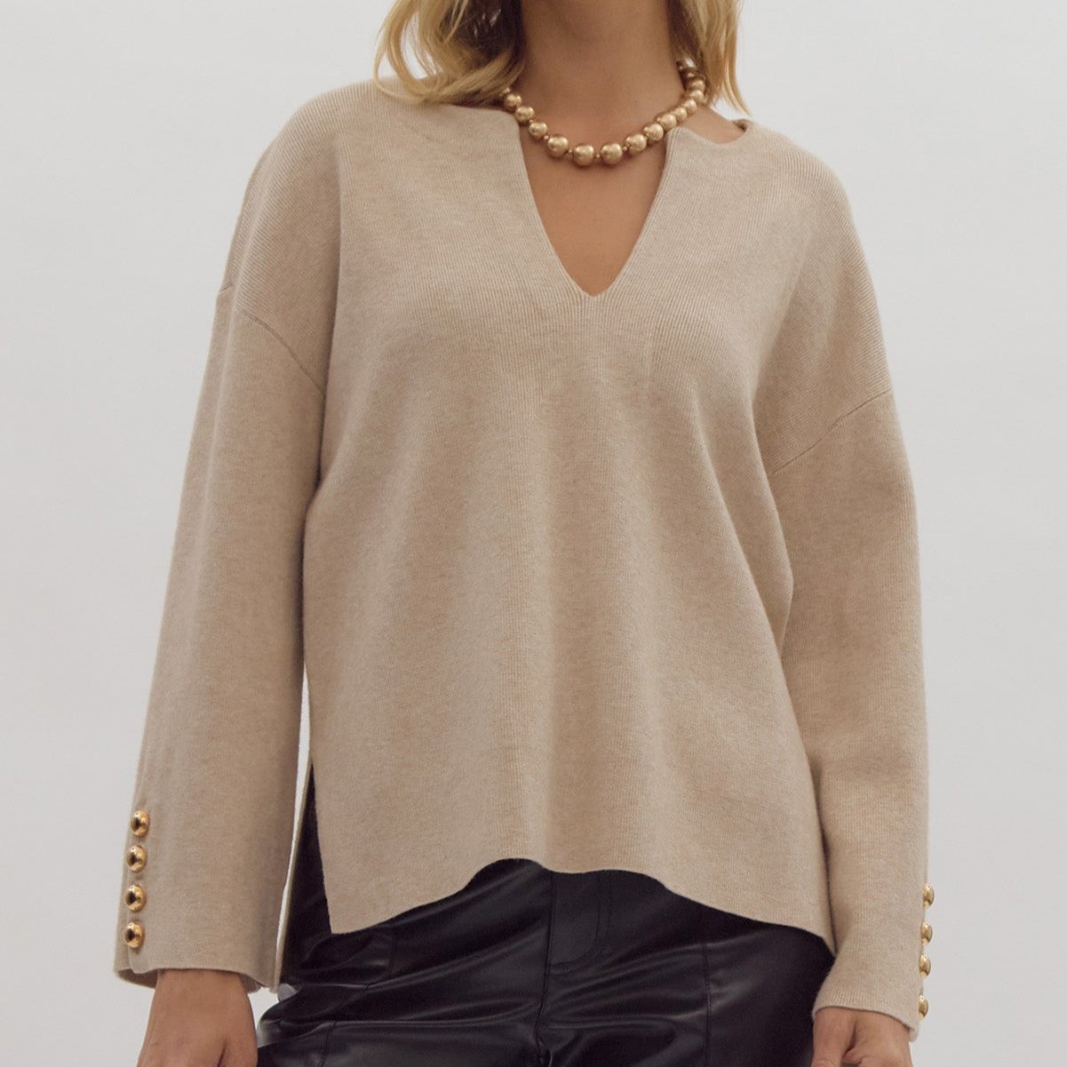 The Meg Gold Button Sweater - (three colors)