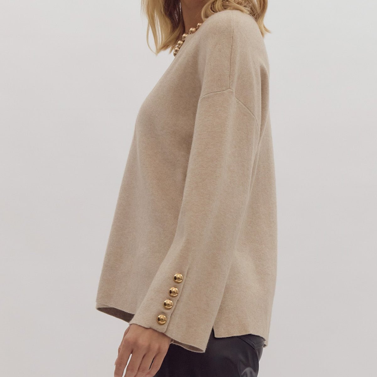 The Meg Gold Button Sweater - (three colors)