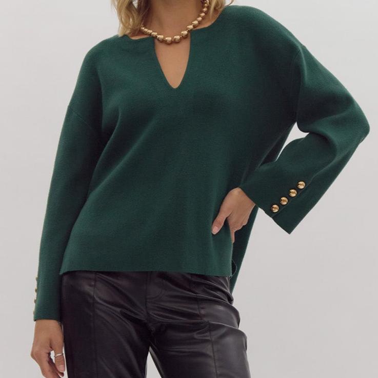 The Meg Gold Button Sweater - (three colors)