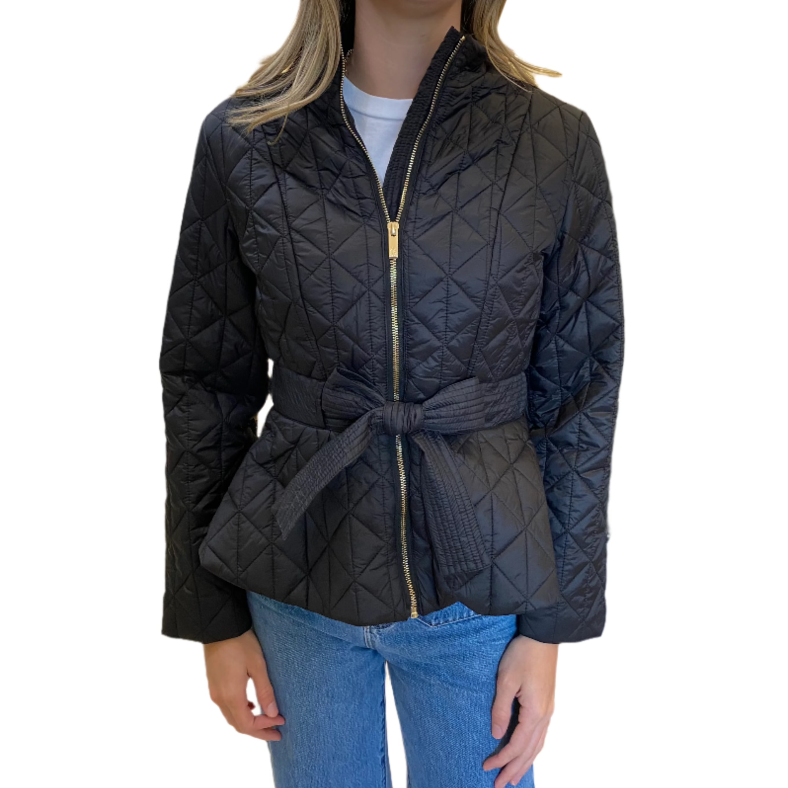 Patty Kim Diamond Belted Puffer - Black