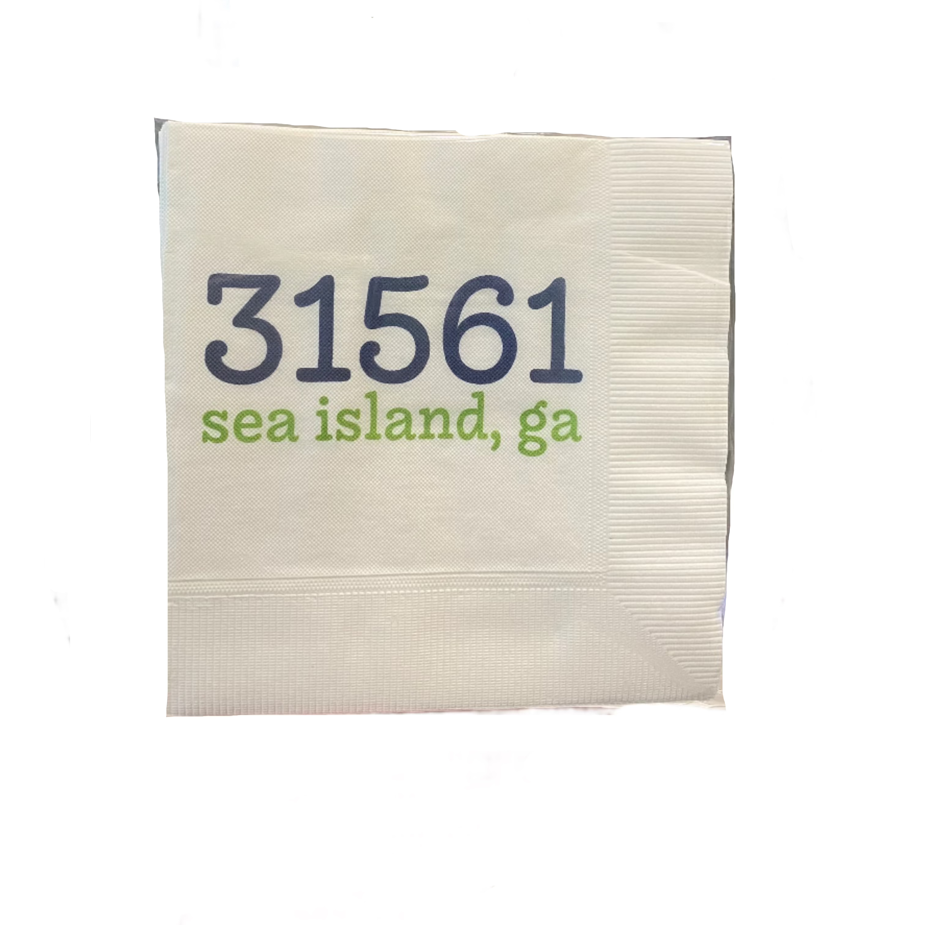 Sea Island ZIP Code Cocktail Napkins - Navy/Green