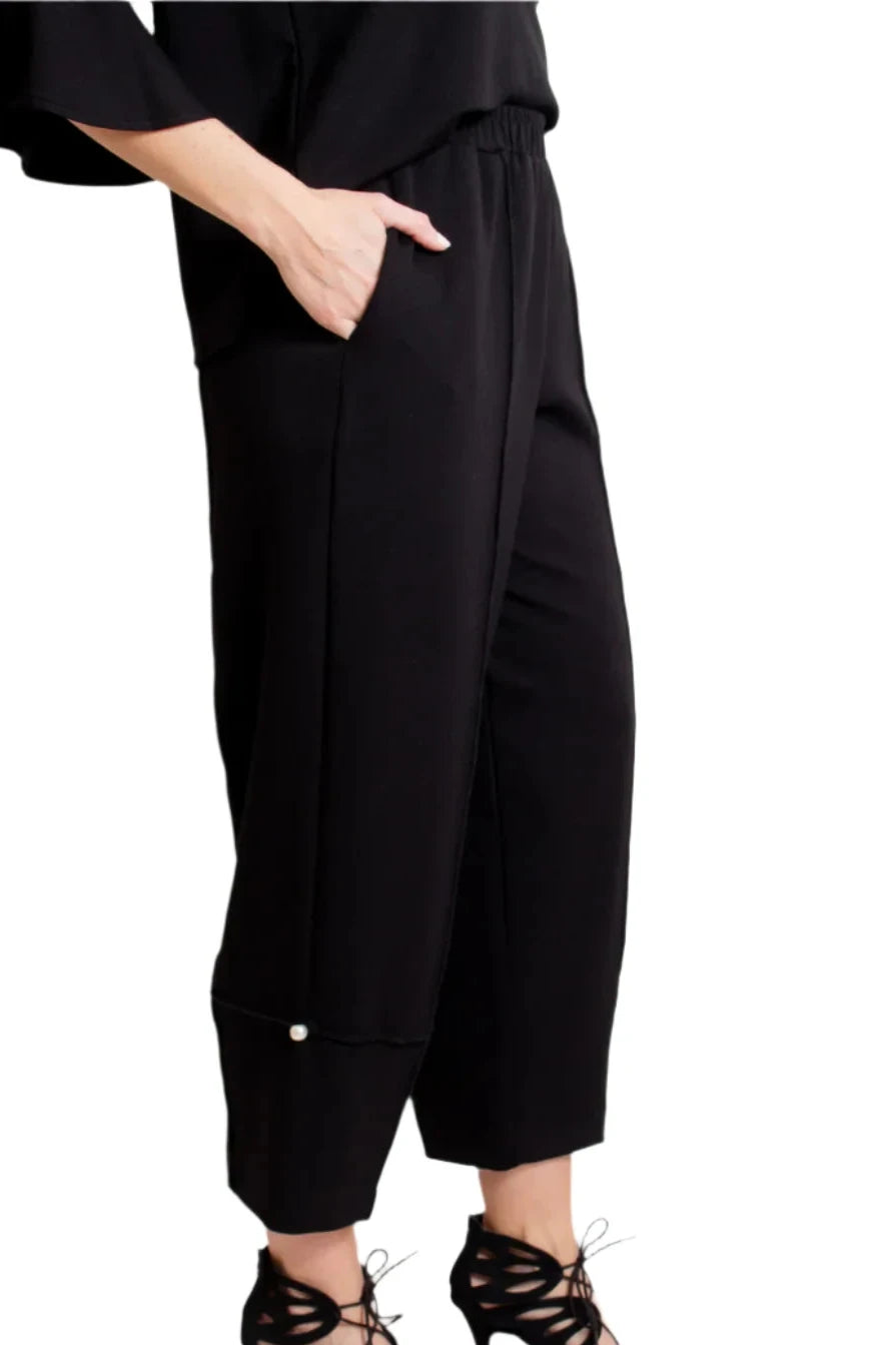 ZEE Black Pant with Single Pearl Detail