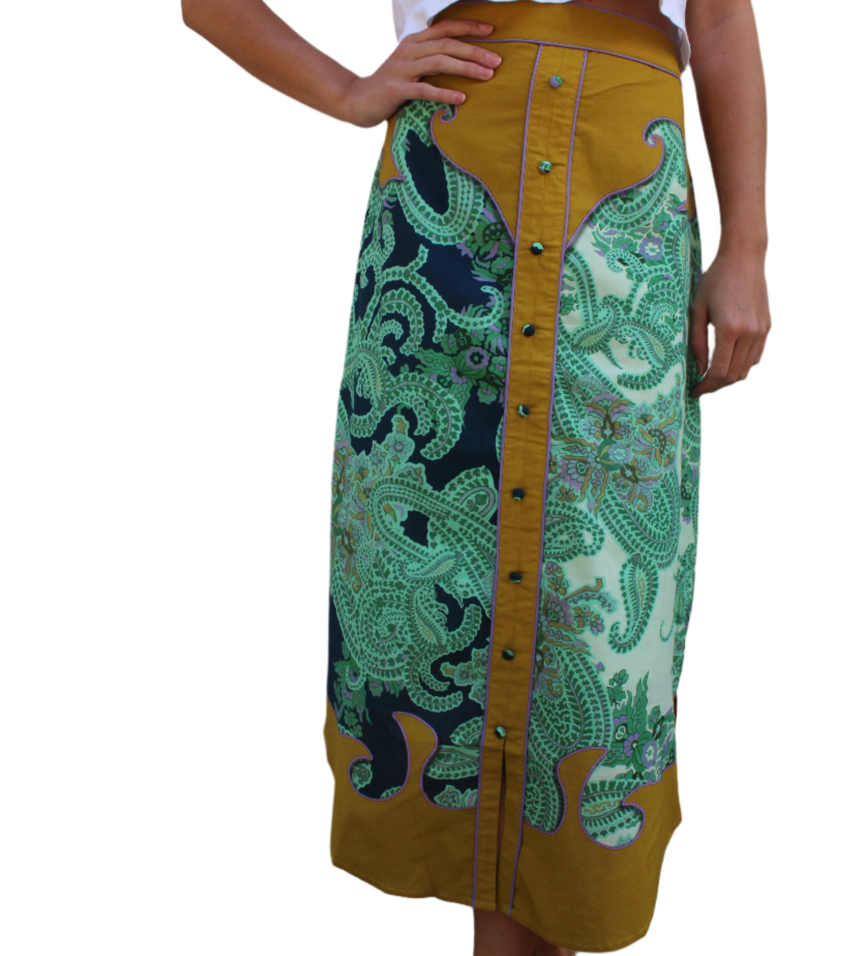 Anna Cate Portia Skirt - Aqua Paisley