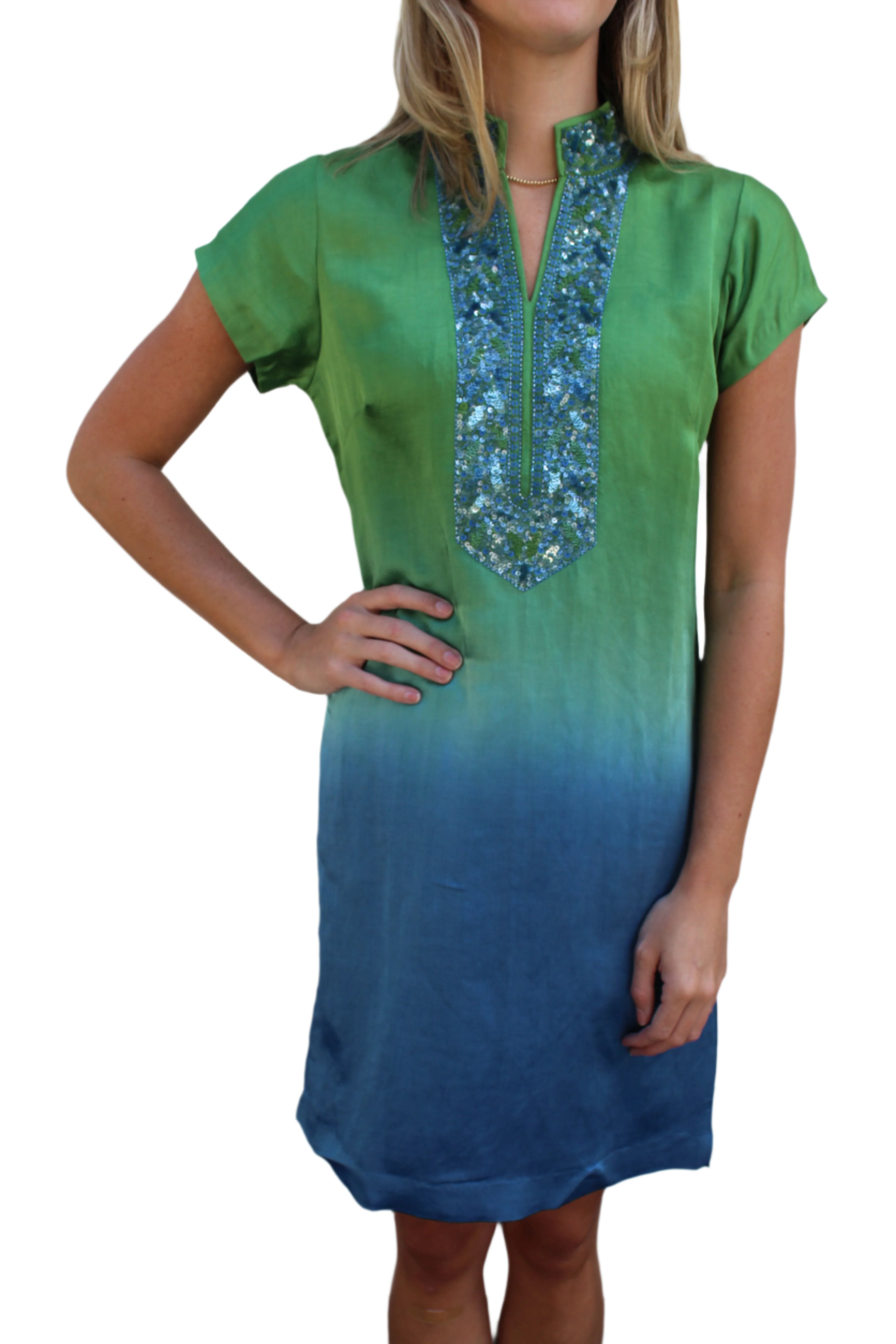 Bella Tu Green Ombre Cap Sleeve Dress