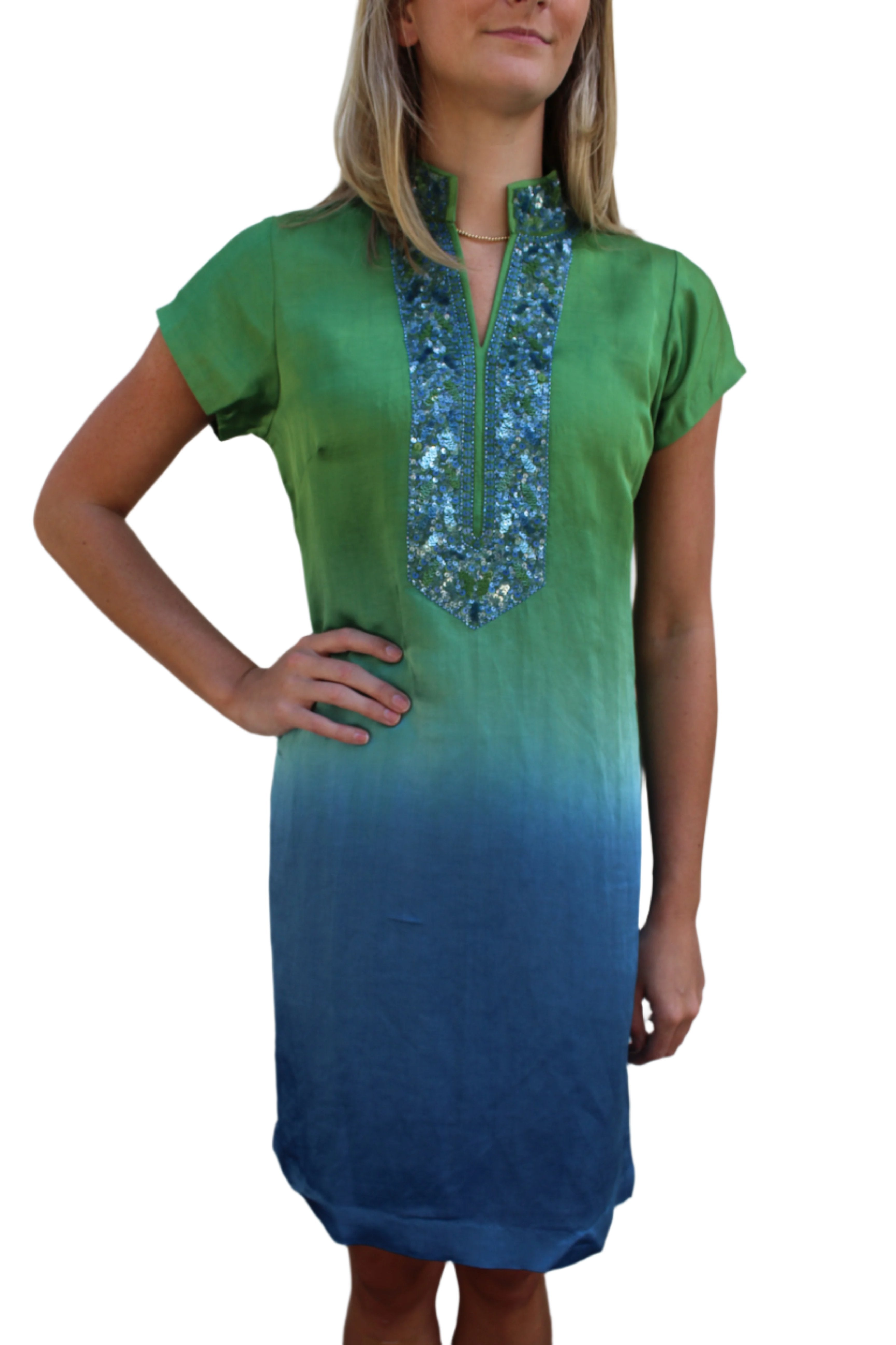 Bella Tu Green Ombre Cap Sleeve Dress