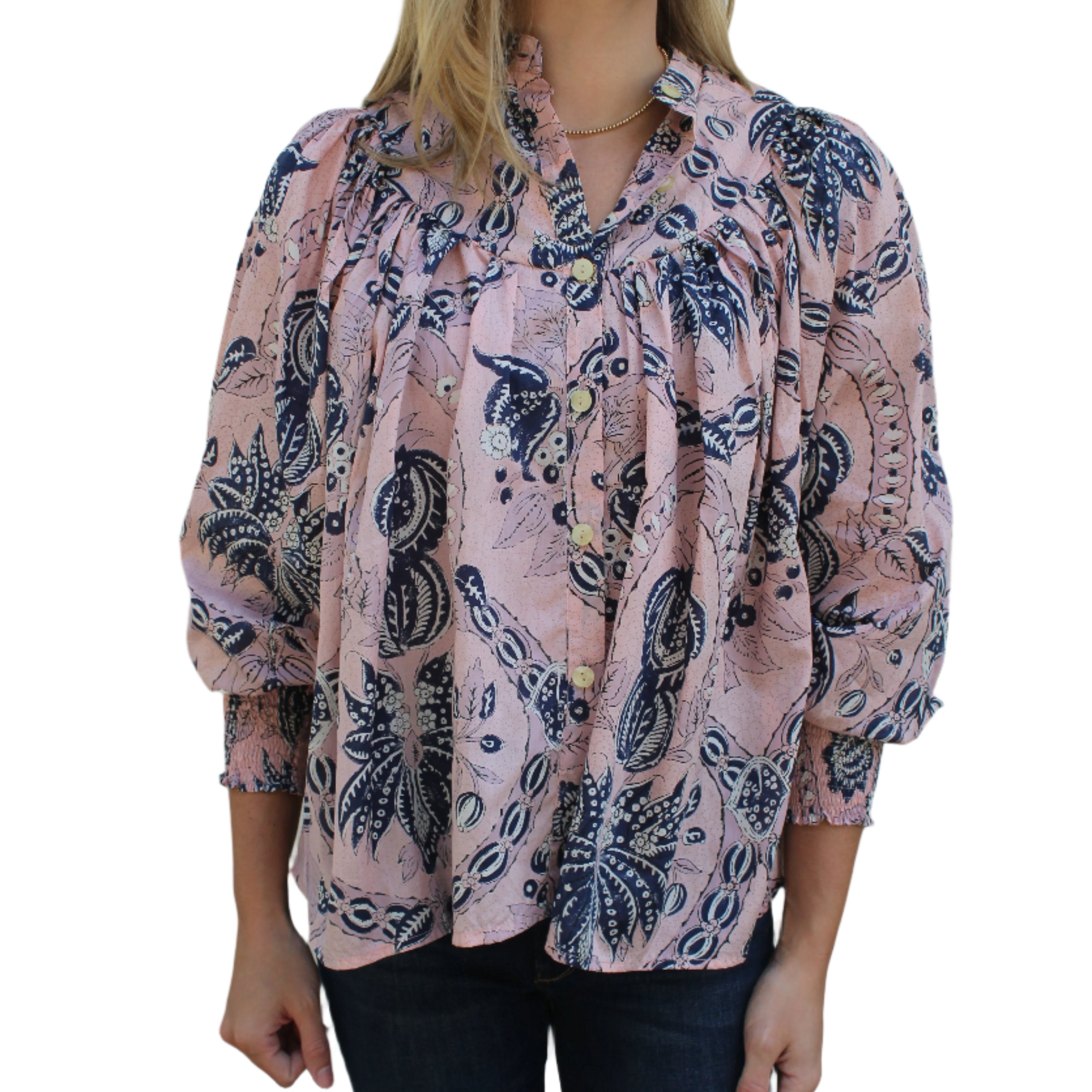 Claramonte Printed Smocked Blouse - 2 Colors