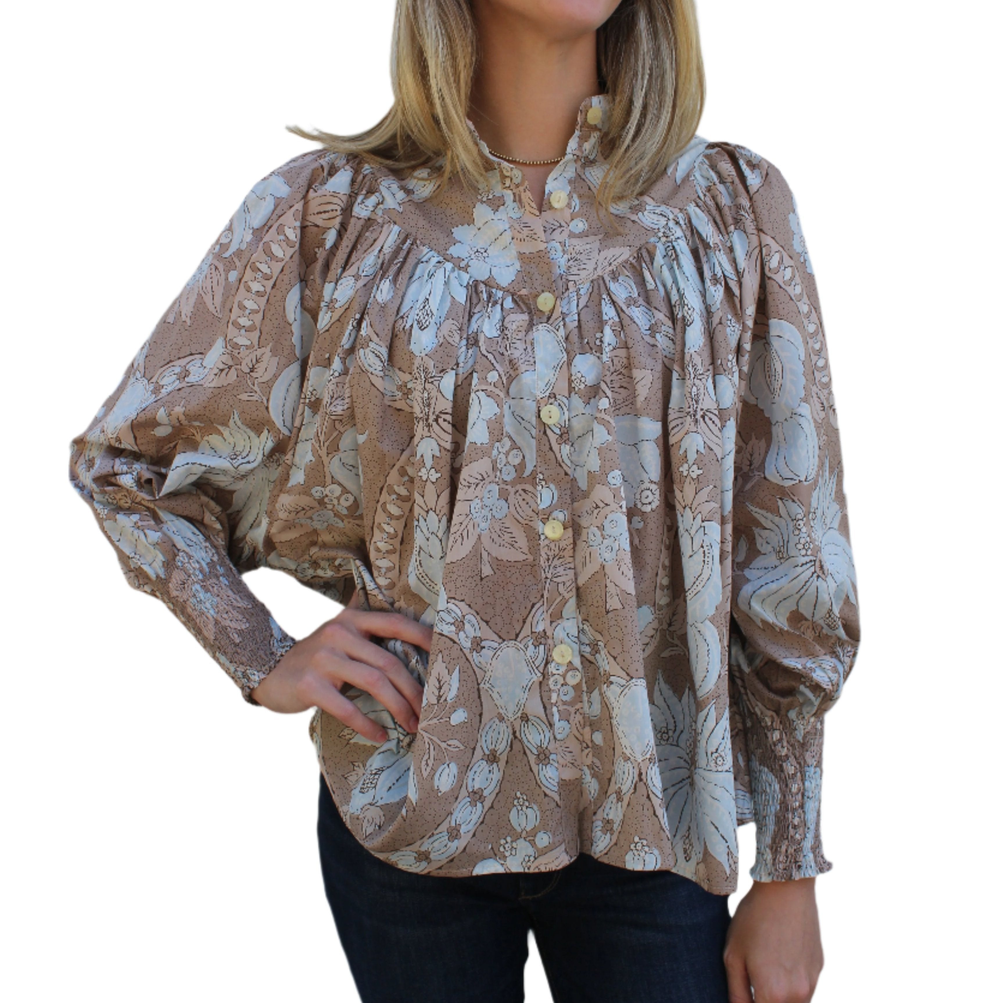 Claramonte Printed Smocked Blouse - 2 Colors