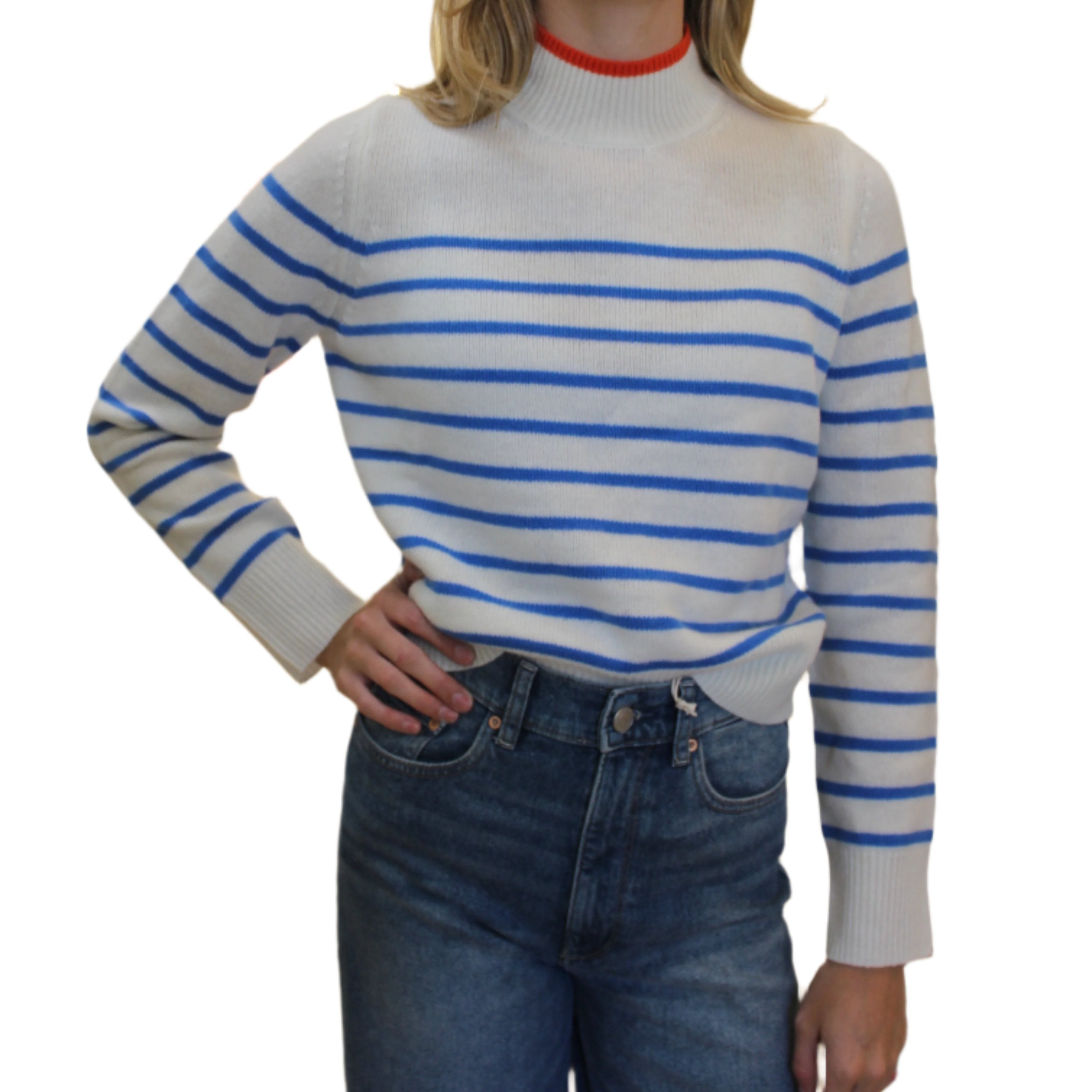 Mock Neck Striped Sweater