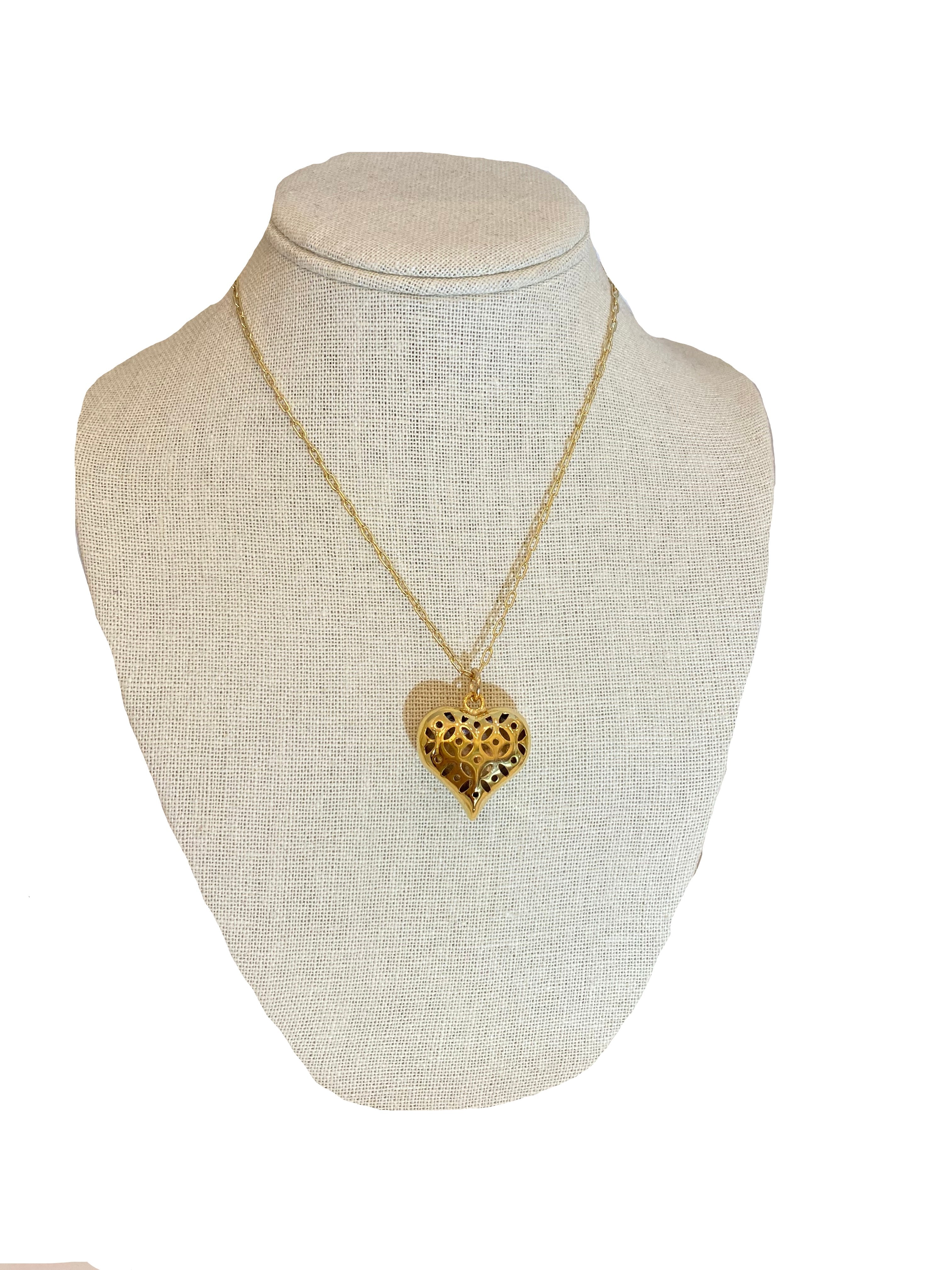 Gold Dainty Chain with Gold Puffy Heart