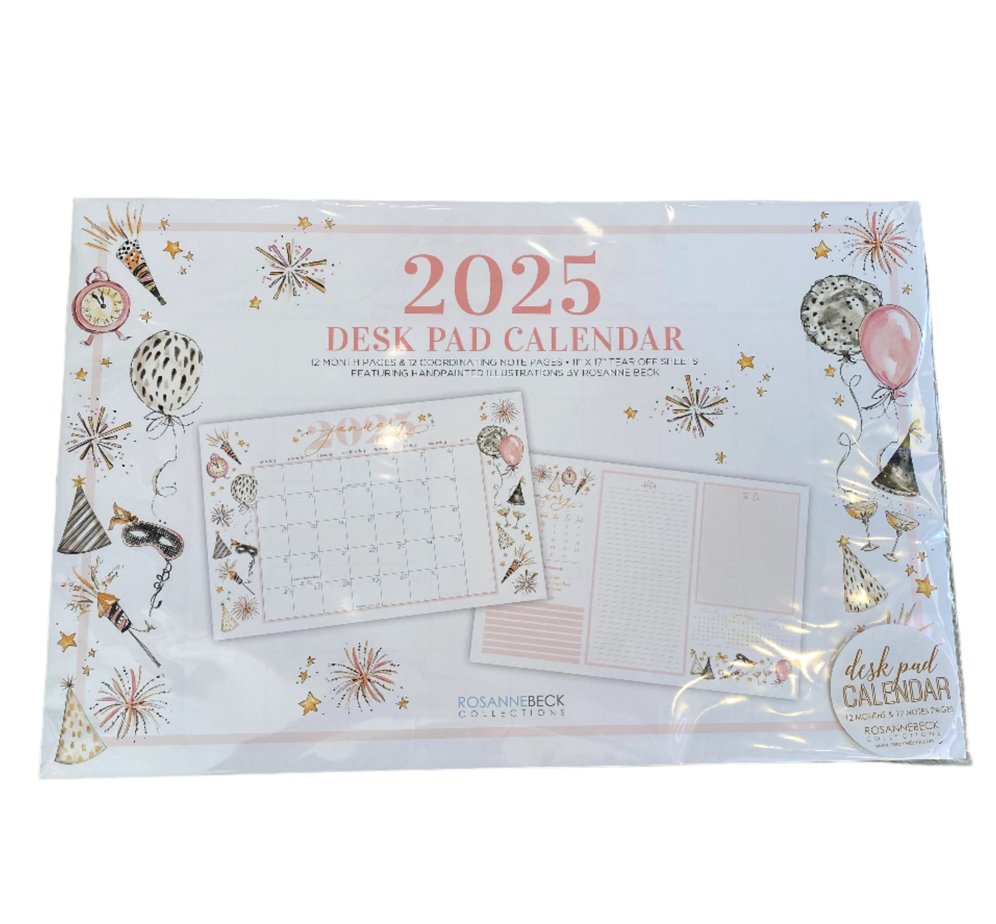 Desk Pad 2025 Calendar Handpainted Holiday Icons