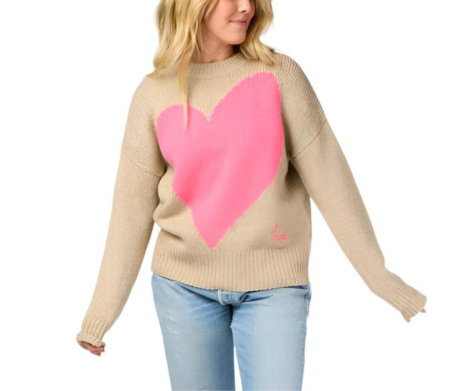 Kerri Rosenthal Benton Cashmere Sweater Imperfect Heart - Taupe