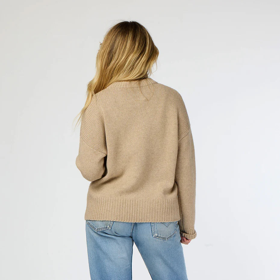 Kerri Rosenthal Benton Cashmere Sweater Imperfect Heart - Taupe