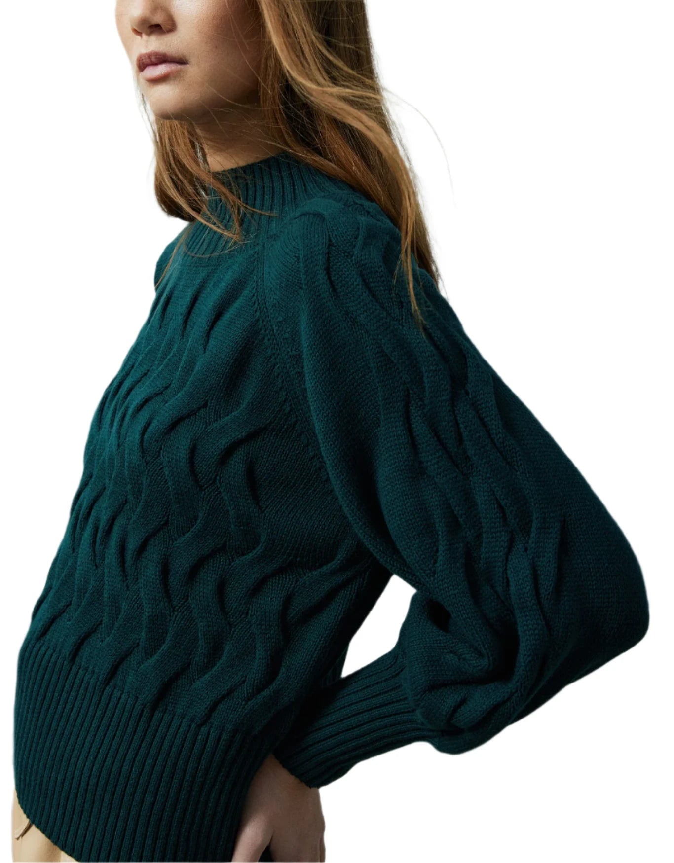 Melissa Nepton Cable Knit Sweater - Forest Green