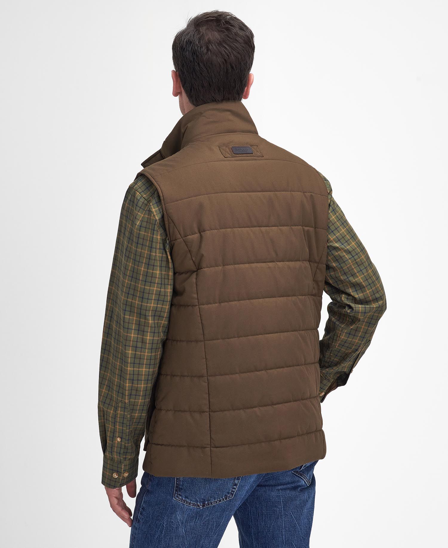 Barbour Bradford Tattersall Puffer Gilet - Dark Sand