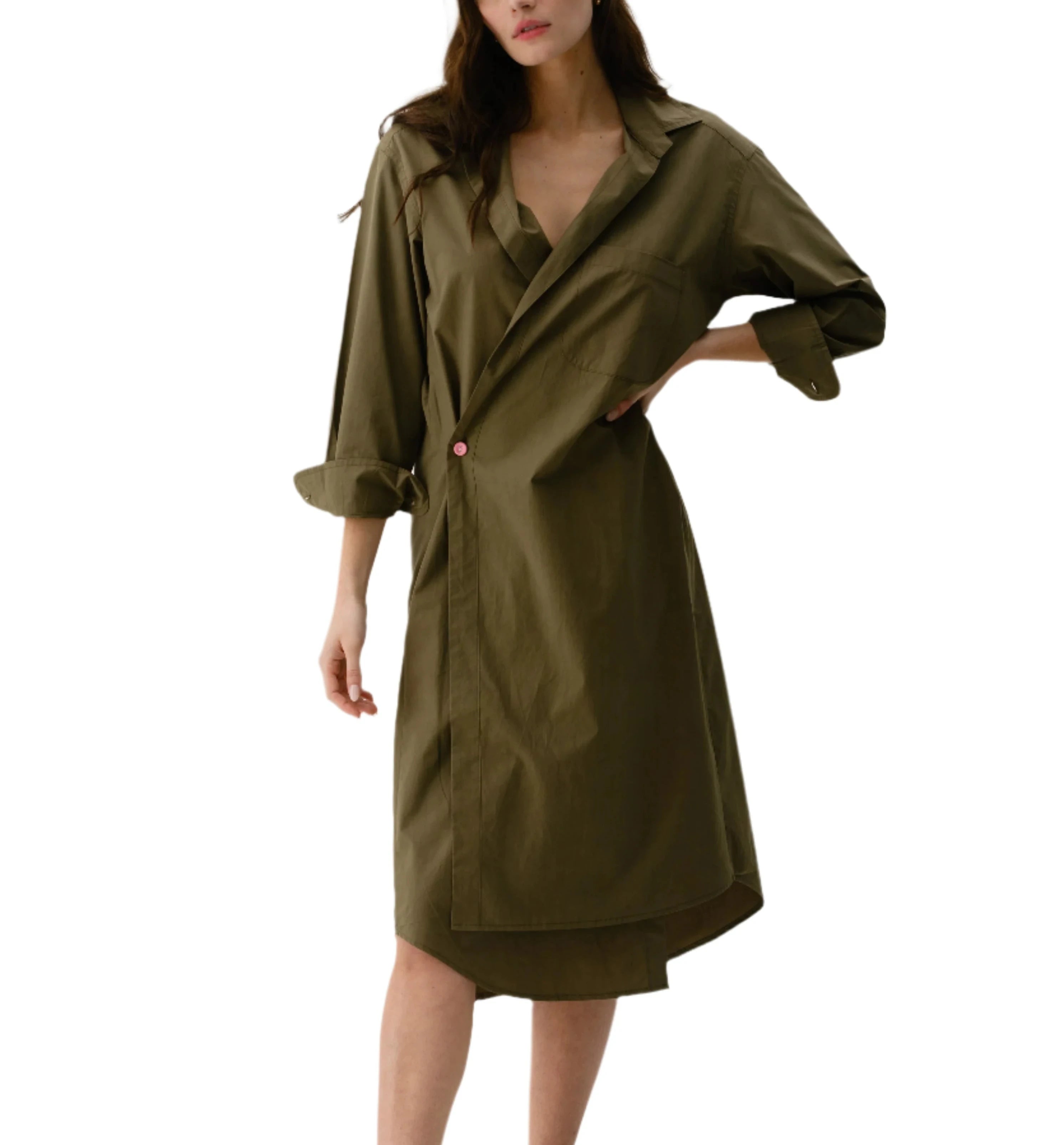 Wear Cissa MIDI Shirt Dress in Army