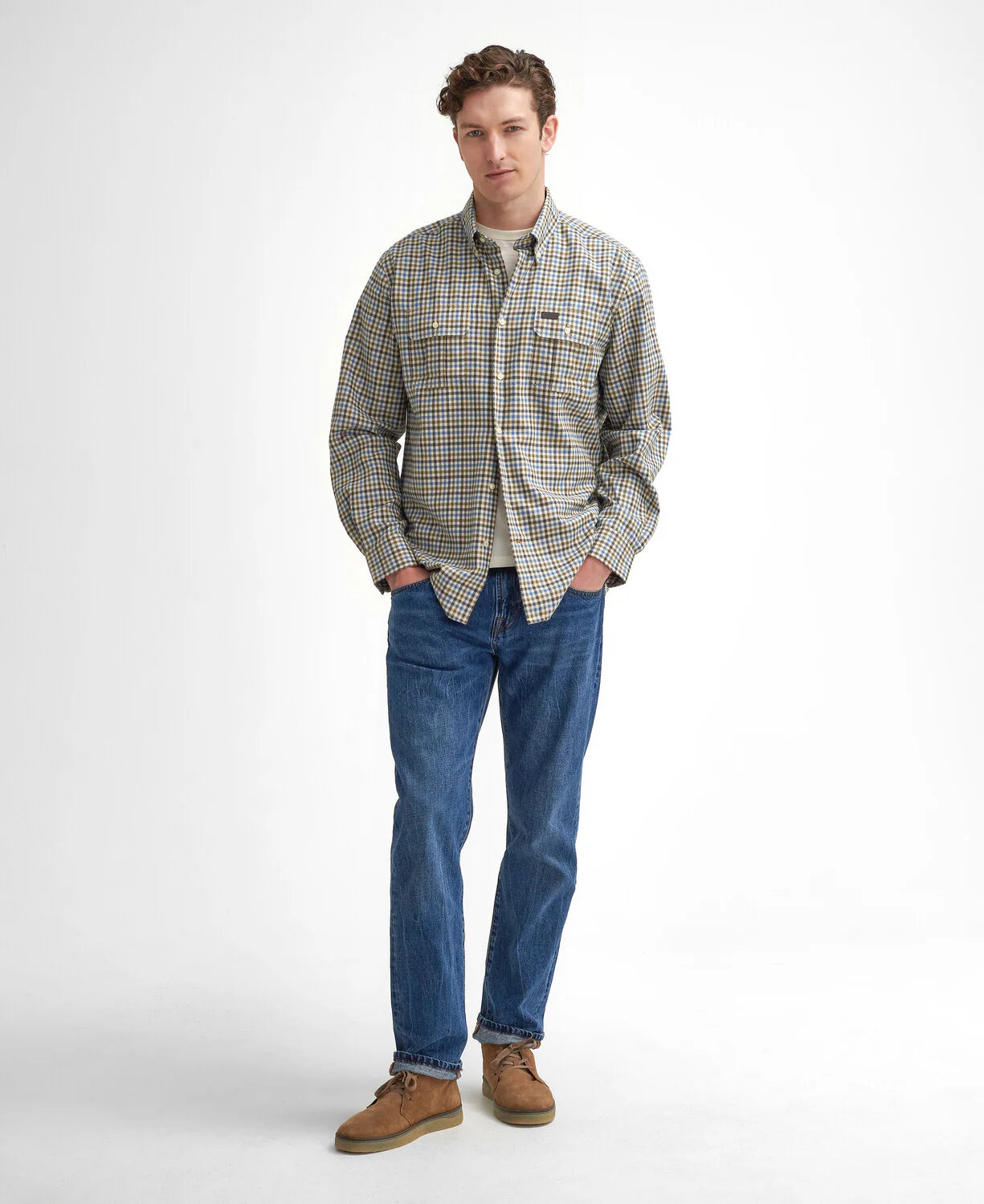 Barbour Men's Regular Weave Checked Shirt - Blue