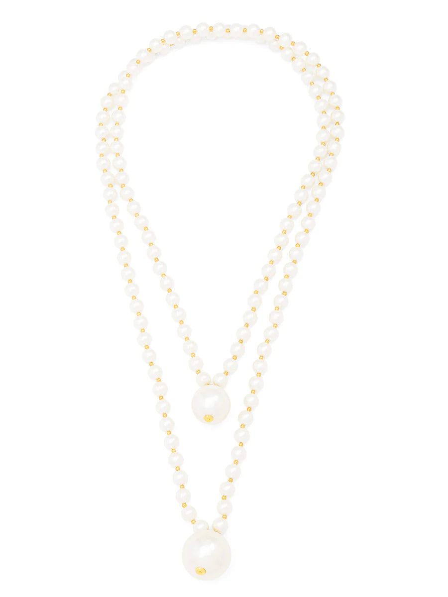 Double Pearl Long Necklace