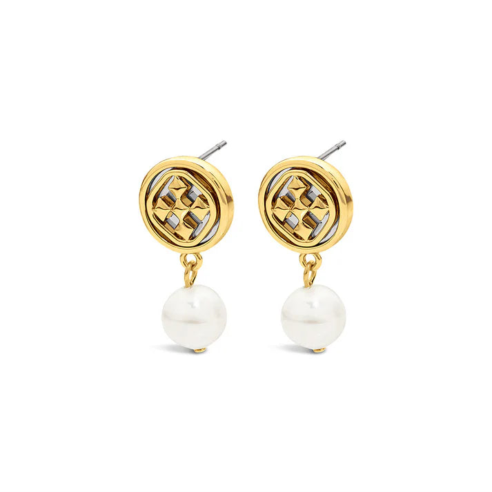 Gracewear Dangle Medallion Pearl Earrings