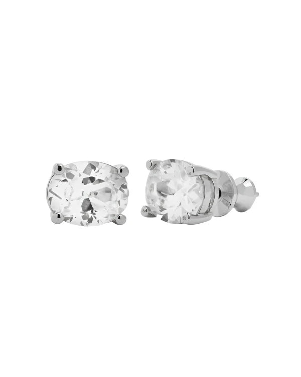 Hello Gorgeous Stud Earrings Silver-White