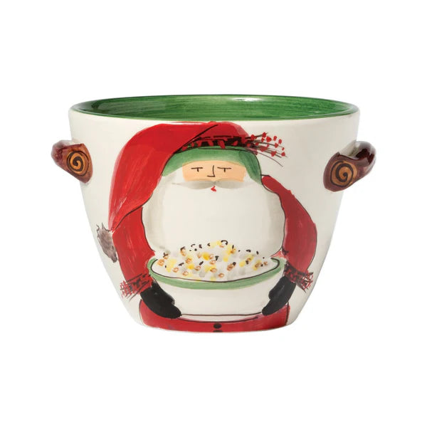 Veitri Old St. Nick Handled Deep Serving Bowl w/ Popcorn