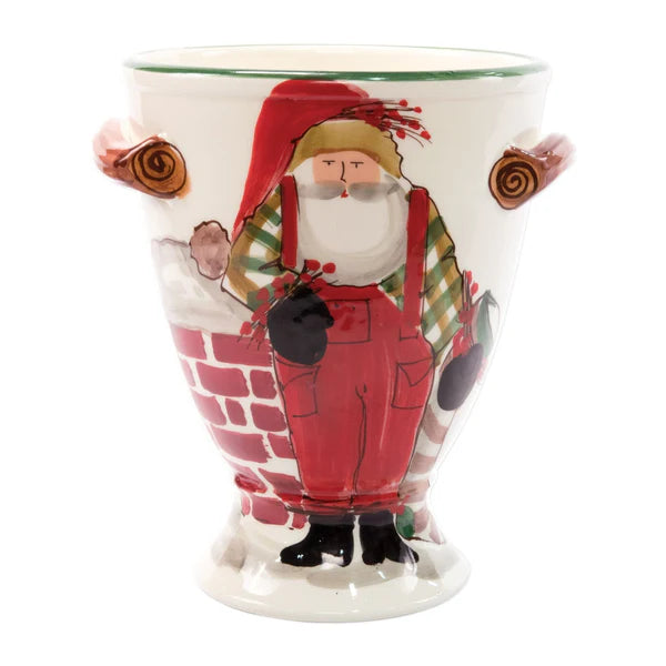 Veitri Old St. Nick Footed Urn with Chimney & Stockings