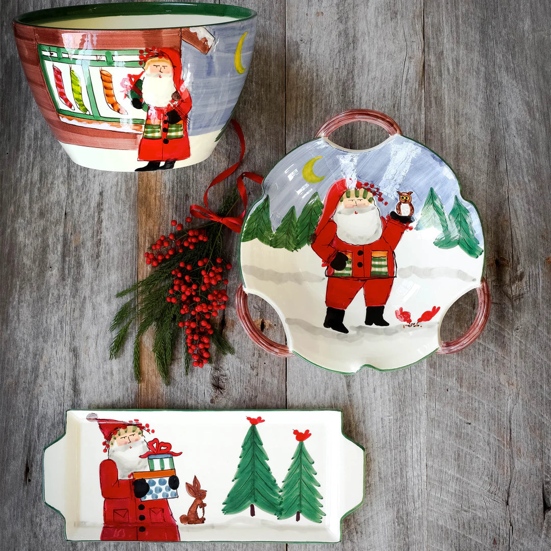 Vietri Old St. Nick Handled Rectangular Platter