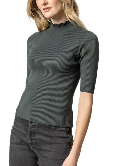 Lilla P Ruffle Mock Neck Sweater - Loden