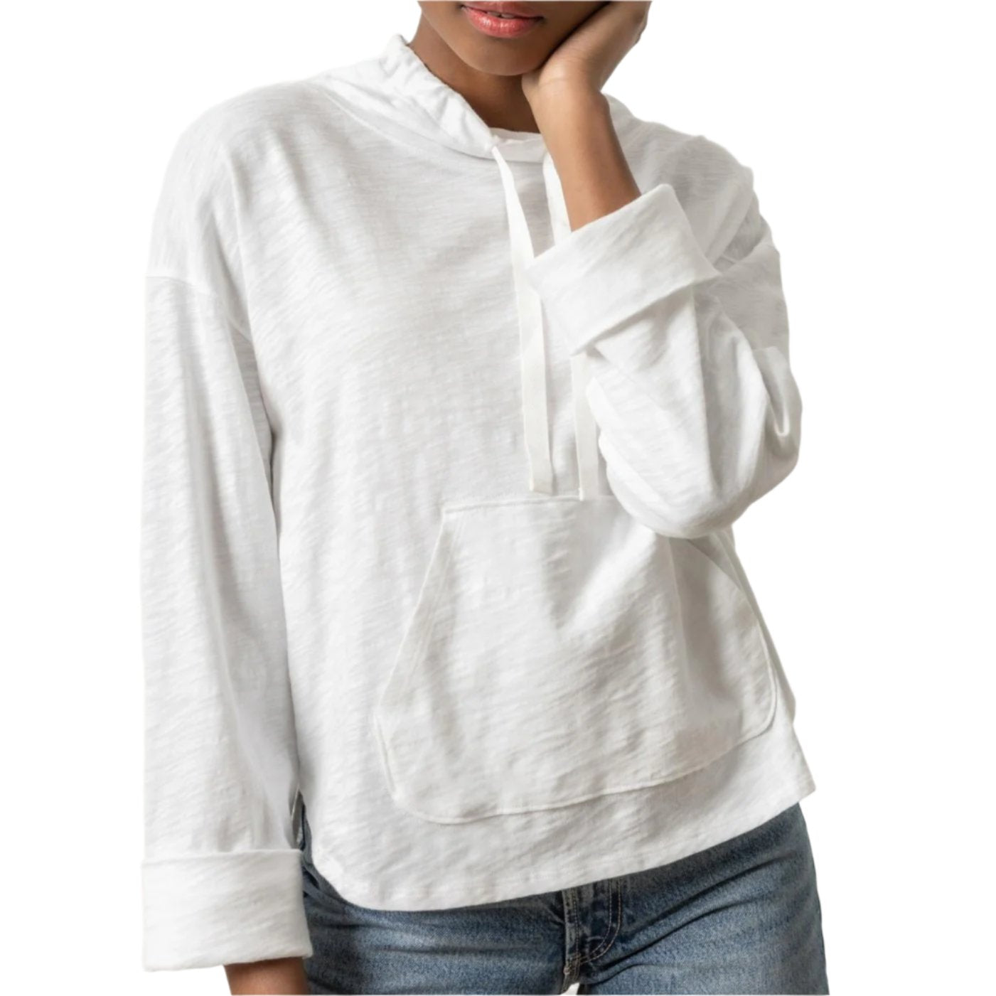 Lilla P Drawstring Neck Pullover - White