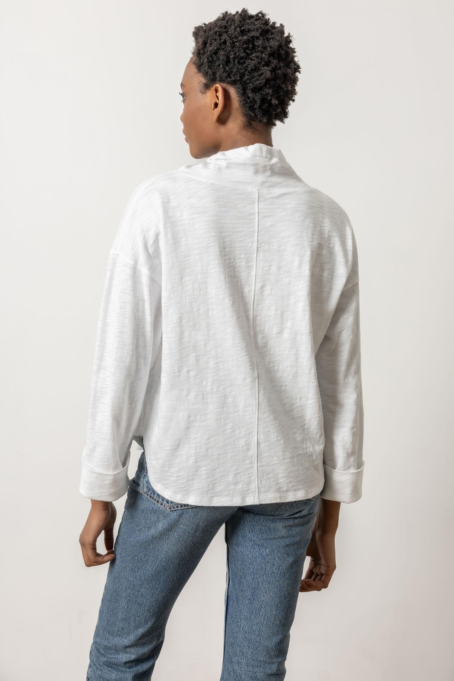 Lilla P Drawstring Neck Pullover - White