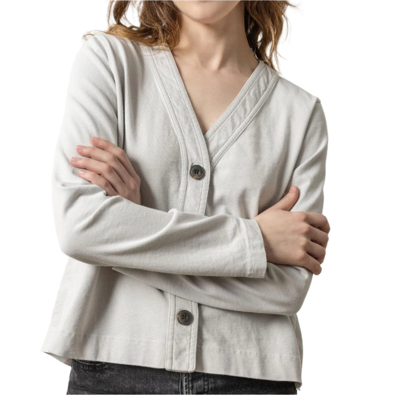 Lilla P Mixed Media Cardigan - Fossil