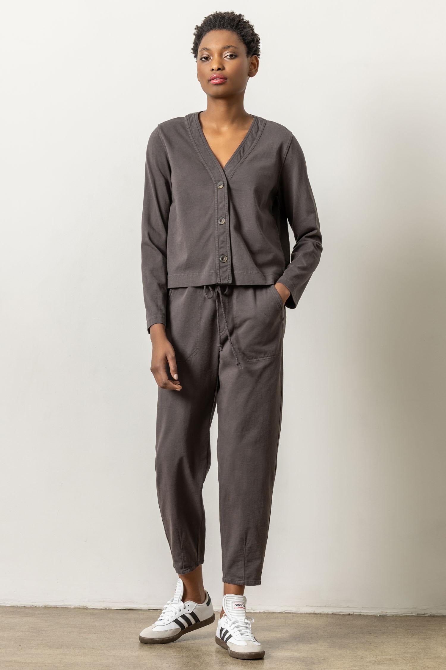 Lilla P Tie Waist Utility Pant - Iron