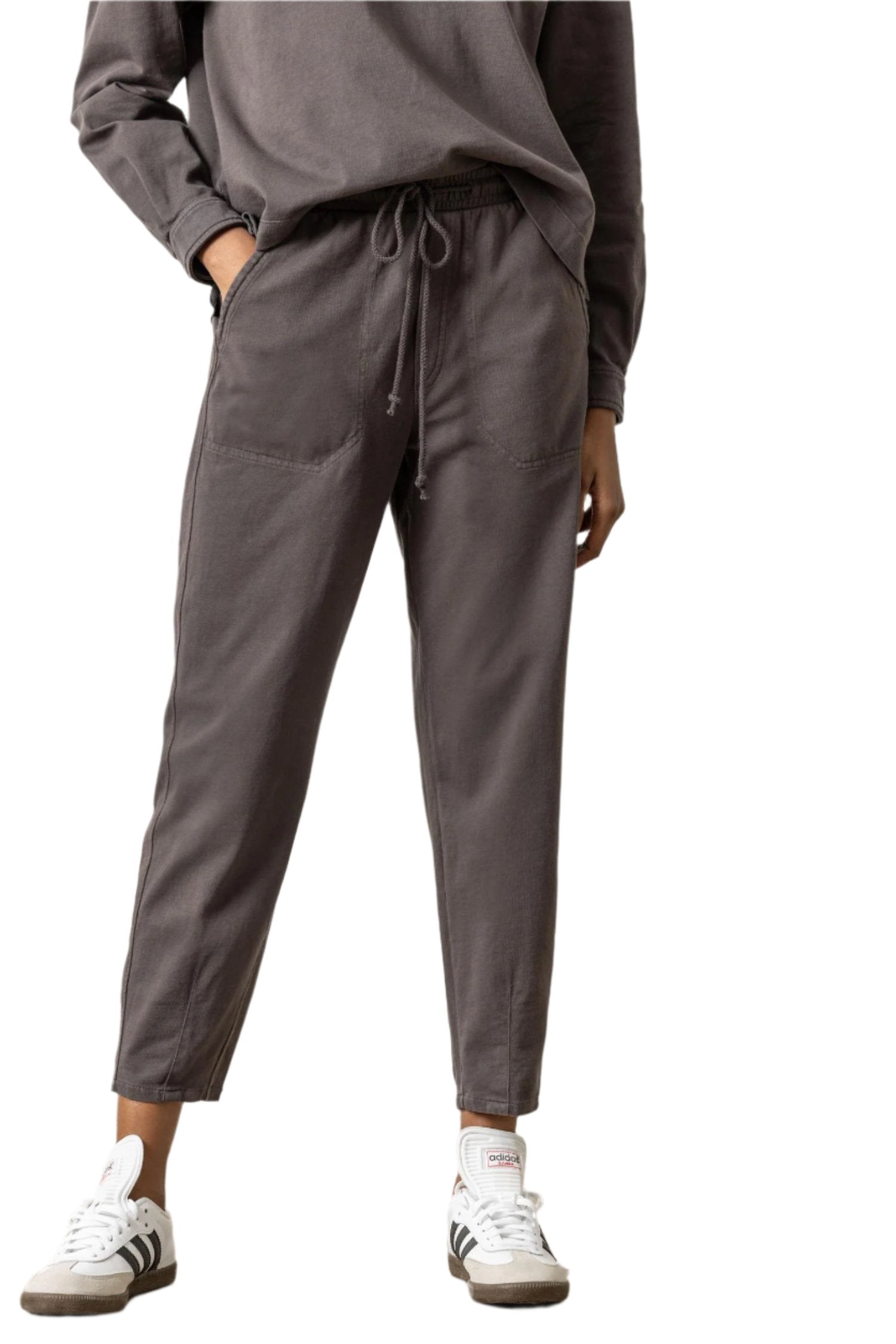 Lilla P Tie Waist Utility Pant - Iron